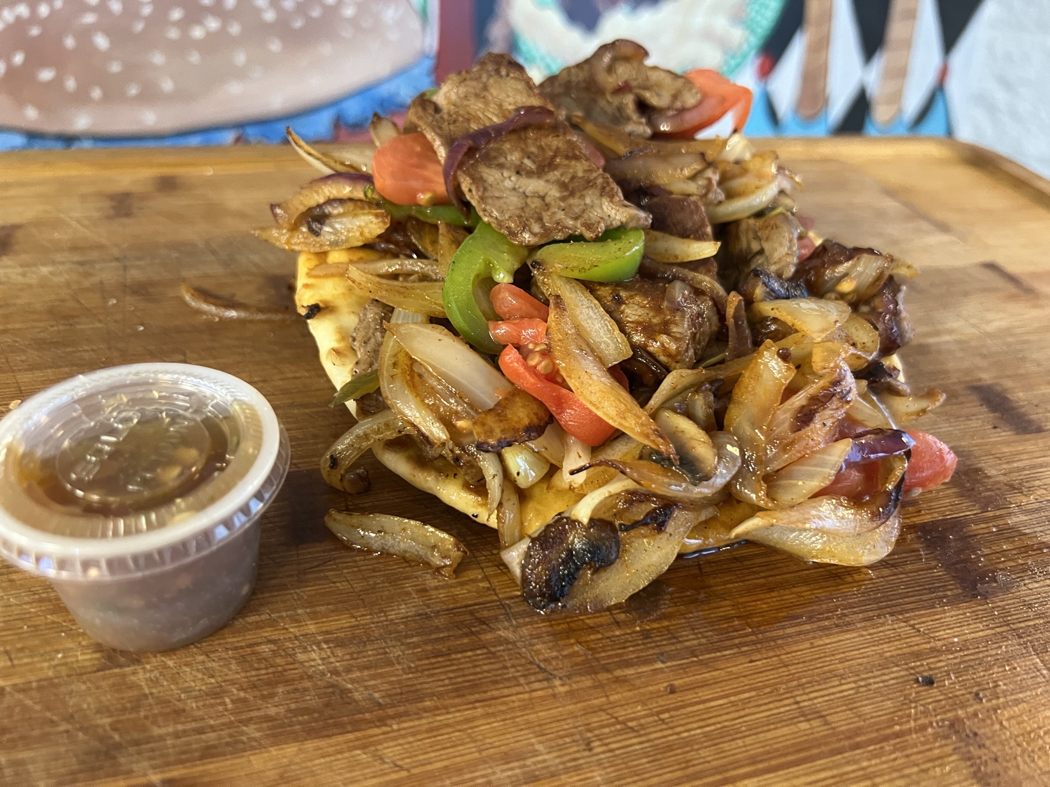 Steak Fajita on Pita Jester's Fast Food